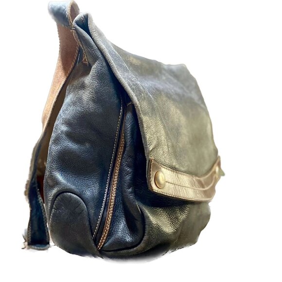 Andrea Mabiani Black Italian Leather Slouchy Hobo Crossbody Bag - Made in Italy - Picture 2 of 6